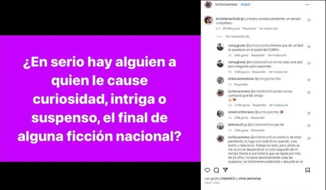 Lucho Cáceres criticó el episodio final de 'Al fondo hay sitio', temporada 10. Foto: Instagram Lucho Cáceres   