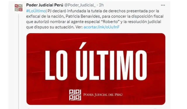 Comunicado anunciando la decisión del Poder Judicial.   