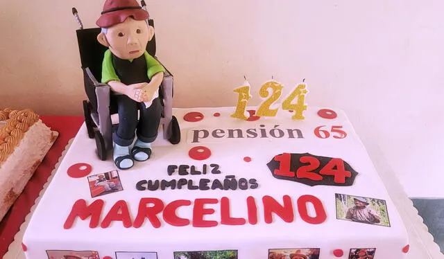 Marcelino Abad celebró sus 124 años en la casa hogar Mis Abuelitos, donde viven otros 27 ancianos. Foto: Pensión 65/X   