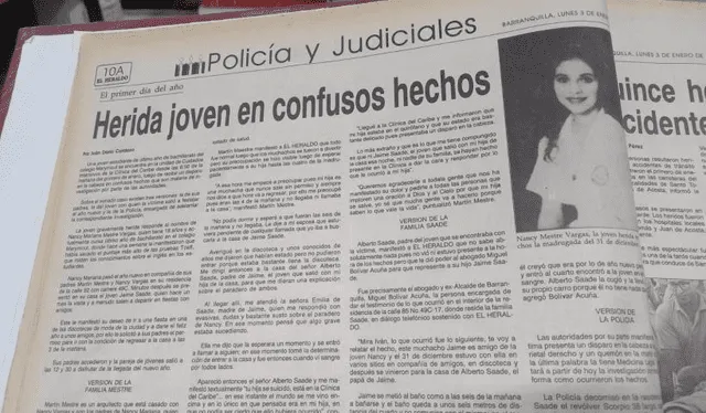 Recorte periodístico de la época sobre el asesinato de Nancy Mestre. Foto: El Heraldo   