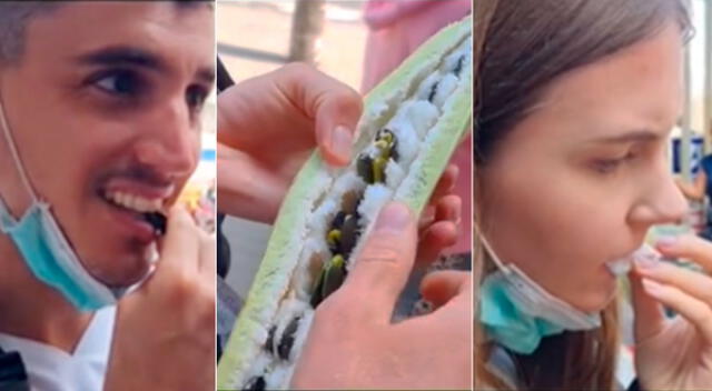  Extranjeros prueban el pacay de Perú y su sabor dulce los deja 'boquiabiertos': "¡Qué rico es!"    
