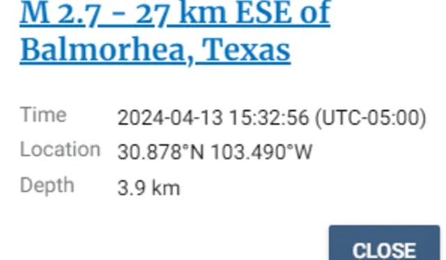  Este es el reporte del último sismo en Estados Unidos. Foto: USGS   