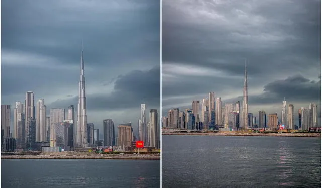 Las fuertes lluvias que afectan Dubái estuvieron acompañadas de tormentas eléctricas. Foto: Khaleej Times   