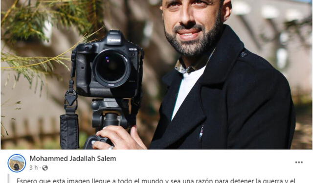 Mohammed Jadallah, fotógrafo que capturó la desgracia en Gaza. Foto: Redes Sociales Mohamed   