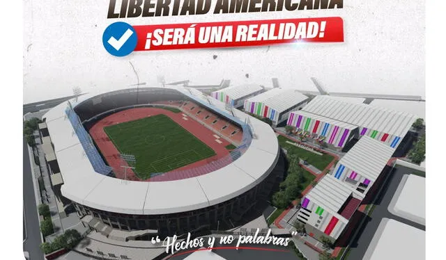 Afiche del Gobierno Regional de Ayacucho sobre las obras del estadio para los Juegos Bolivarianos   