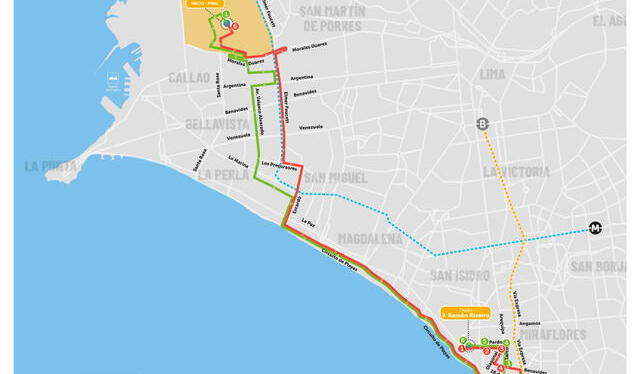 Ruta 5 está diseñada por el circuito de playas hacia el distrito de Miraflores, donde hay conexiones con la Línea 1 y el Metropolitano. Foto: ATU 