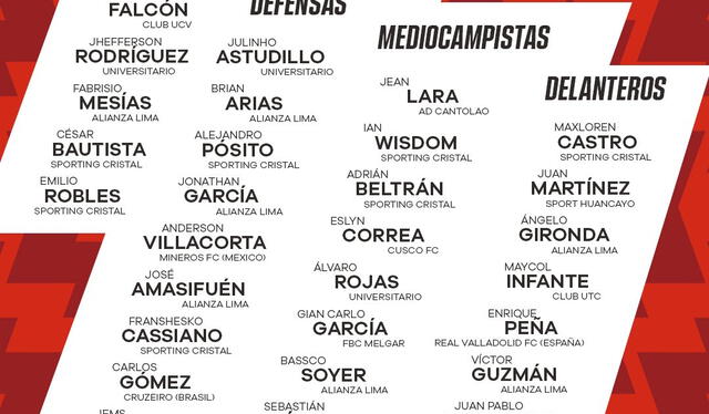 Convocados de la selección peruana sub-20 para los amistosos ante Costa Rica. Foto: Twitter/La Bicolor   