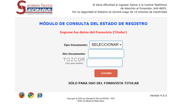 Web de consulta para saber si eres acreedor del pago de Fonavi. Foto: Secretaría Técnica Fonavi   