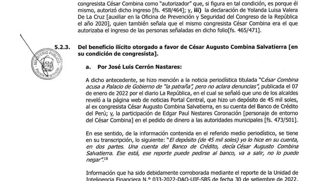 César Combina rechaza el delito, pero la UIF reporta depósitos no justificados   