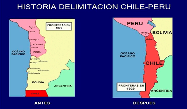  Territorios peruano y chileno pre y post guerra del Pacífico. Foto: Difusión   