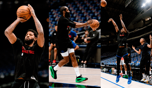 James Harden y otras figuras de Los Angeles Clippers calentaron en el American Airlines Center. Foto: LAClippers / Twitter   