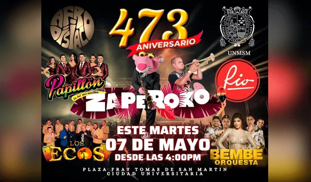  San Marcos celebrará con espectacular concierto de música su 473 Aniversario. Foto: composición LR/Facebook/@UNMSM   