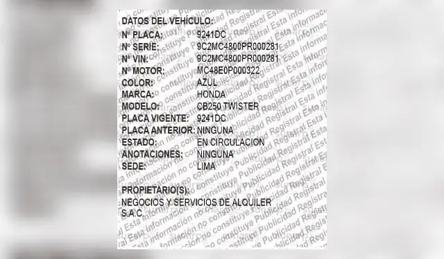 La placa corresponde a una empresa de fachada de la DINI. La placa corresponde a una empresa de fachada de la DINI.