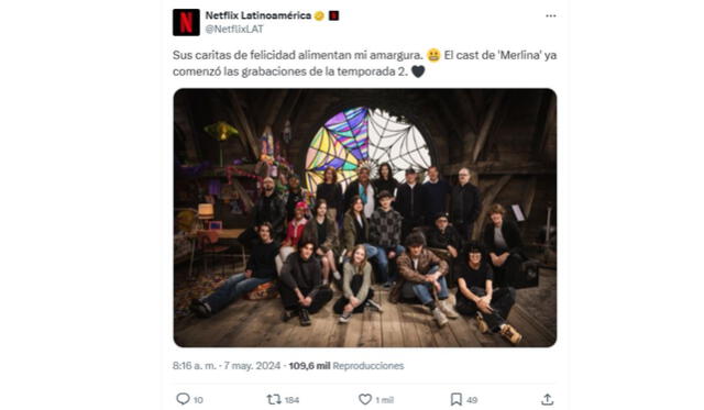 Publicación de Netflix sobre 'Merlina' temporada 2. Foto: Netflix   