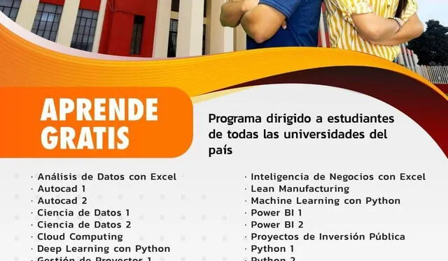  Información sobre programa de cursos gratuitos de la UNI. Foto: UNI   