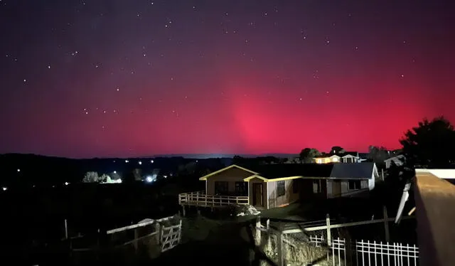  La Red Geocientifica de Chile captó a las auroras australes en Chiloé, al sur de Chile. Créditos: Red Geocientifica de Chile   