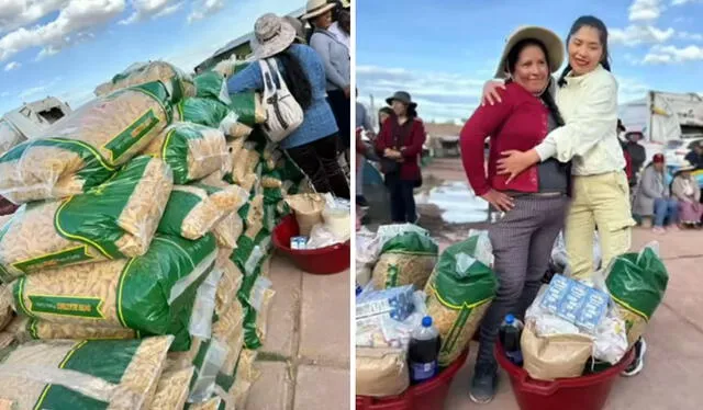  Canastas fueron entregadas por Yarita Lizeth en Puno. Foto: Facebook   