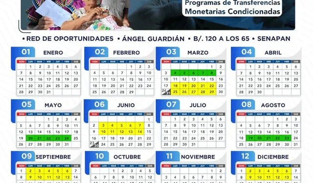 Calendario de pago 2024. Foto: Mides Panamá   