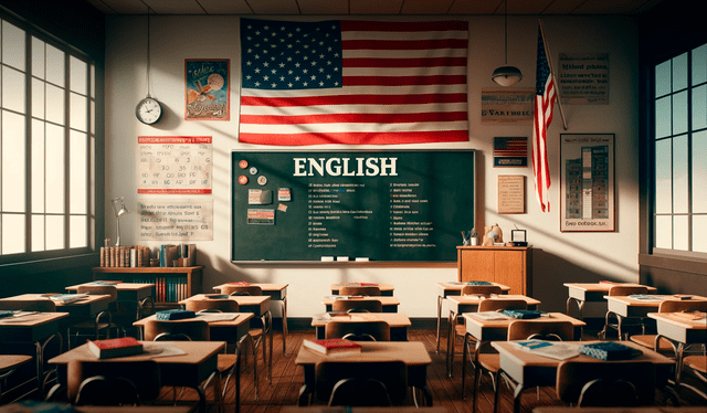 A pesar de no tener idioma oficial, el inglés es el idioma dominante de Estados Unidos; por ello, el gobierno norteamericano se ofrece cursos gratuitos. Foto: IA/ChatGPT