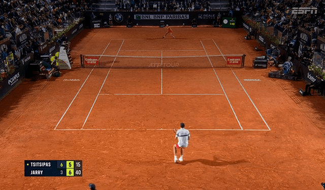 Jarry vs. Tsitsipas HOY: así se quedó Jarry con el segundo set. Foto: ESPN   