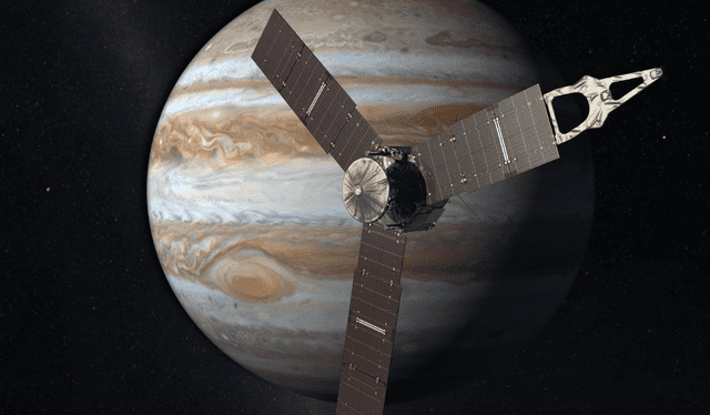  Juno está diseñada para estudiar la atmósfera de Júpiter, su origen, estructura y evolución dentro del&nbsp;sistema solar. Foto: NASA   