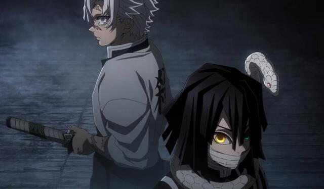  Los pilares del viento y de la serpiente protagonizaron el episodio estreno de ‘Kimetsu no Yaiba’ temporada 4. Foto: Ufotable    