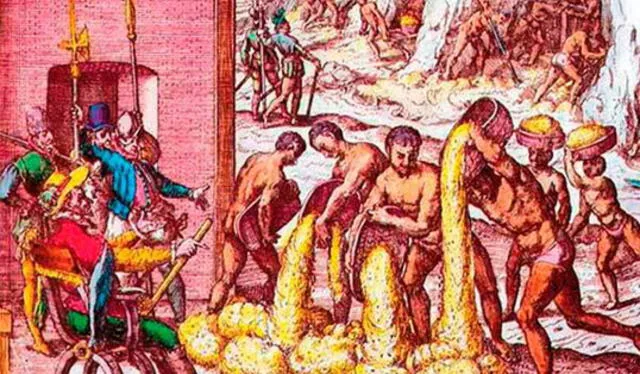  Durante los siglos XVI y XVII, los españoles extrajeron oro de América. Foto: Oro Información   