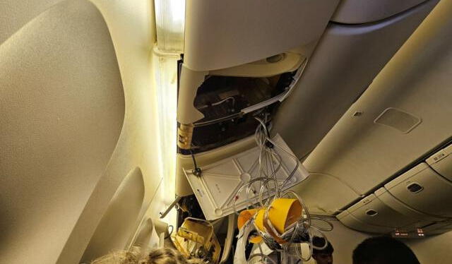 El avión sufrió severos daños debido a turbulencias. Foto: BBC   