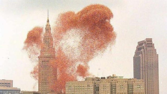  Los globos de Cleveland ascendiendo hacia el cielo. Foto: El Heraldo de México   