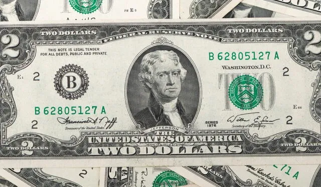  El billete de dos dólares fue emitido en el año 1862. Foto: Difusión   