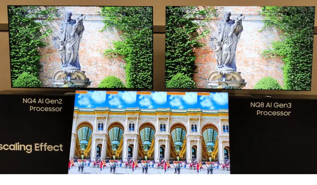  Izquierda: TV Samsung con 4K. Derecha: TV Samsung con IA en 8K y 520 redes neuronales. Foto: La República    