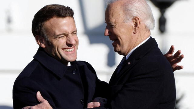 Presidente Macron y el líder estadounidense Joe Biden. Foto: DW    