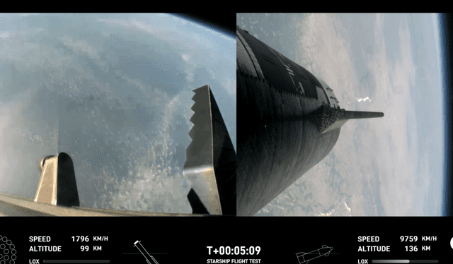 Video tomado desde el propio Starship este 6 de junio en su vuelo sobre la Tierra. Foto: SpaceX 