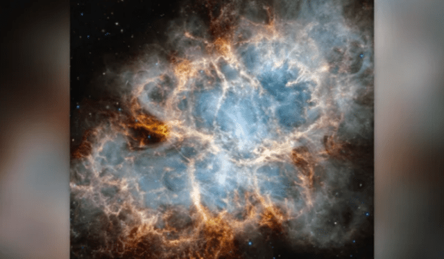 Imagen tomada de la Nebulosa del Cangrejo por James Webb en espectro infrarrojo. Foto: NASA/ESA/CSA   