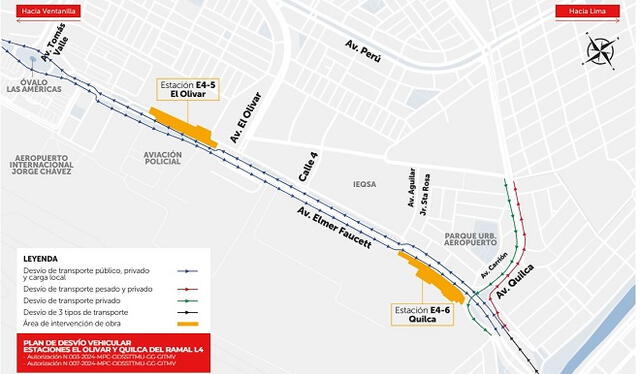 Línea 4 del Metro de Lima: estos son los desvíos en Av. Faucett desde el 16 de junio