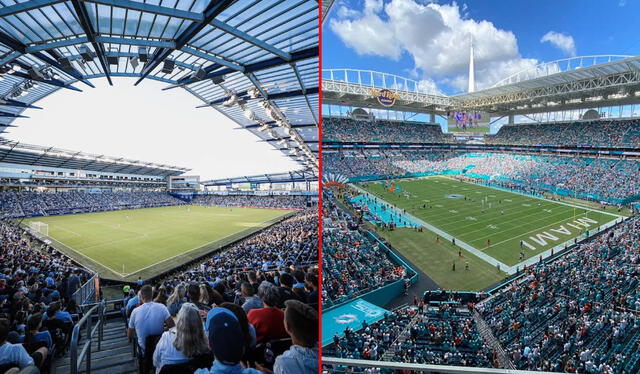  El Children’s Mercy Park y el Hard Rock Stadium serán los escenarios de los partidos con Canadá y Argentina, respectivamente. Foto: composición LR/Sporting Kansas City/Greater Miami Convention    