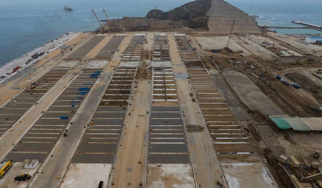 Nuevo puerto de Chancay tiene más del 80% de avance. Foto: Andina   