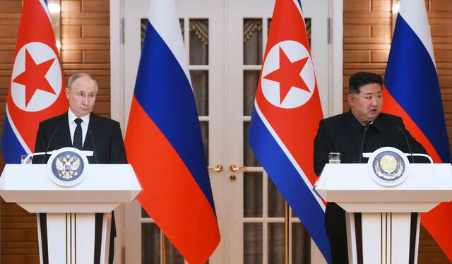 El presidente ruso, Vladímir Putin, firmó el 19 de junio un acuerdo de defensa mutua con el líder norcoreano, Kim Jong Un, quien le ofreció su 