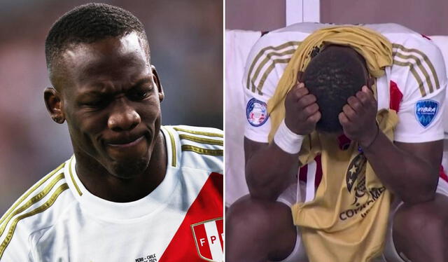  Luis Advíncula inició como lateral por izquierda y tuvo que ser reemplazado por Marcos López. Foto: composición LR/AFP/captura DSports   