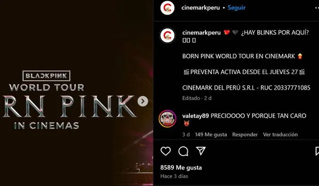 Mensaje de Cinemark Perú. Foto: captura Instagram/Cinemrak   