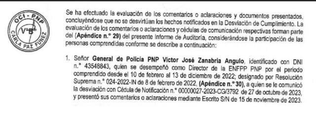 La Contraloría menciona que las contrataciones irregulares se hicieron durante la gestión del general Víctor Zanabria.    