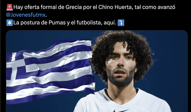Los griegos se interesan en Chino Huerta, asi lo reporta Cesar Merlo. Foto: X<br>   
