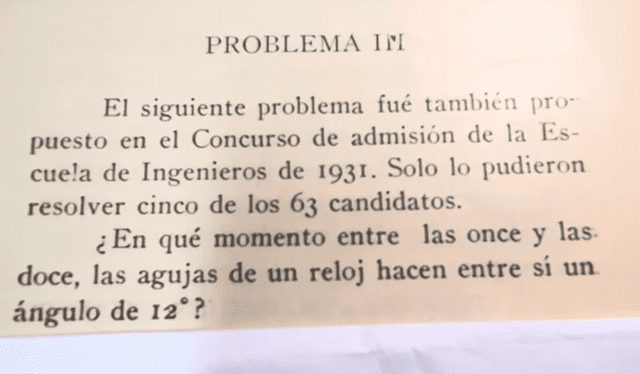  Problema III, del Concurso de Admisión de 1931, de la Escuela de Ingenieros. Foto: captura de pantalla/Robin Amado/YouTube   