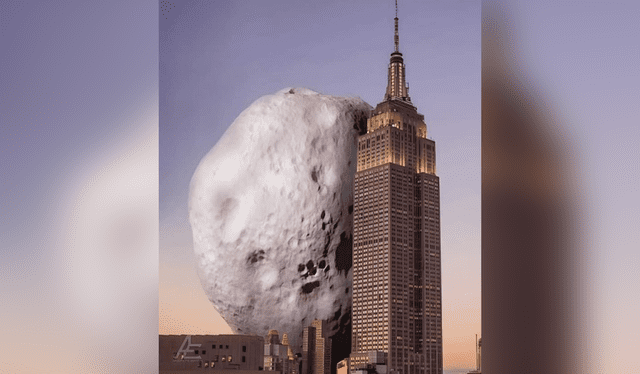 El asteroide Apofis comparado con el Empire State, que mide 321 metros. Foto: Arquiespacial/Instagram   