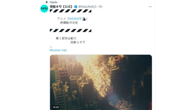 'Kaiju No. 8': publicación de la confirmación sobre la segunda temporada del anime. Foto: X/ Kaiju No. 8   