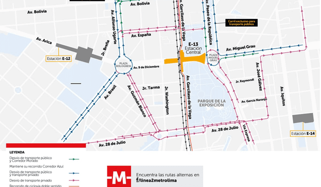 Cierres por la Línea 2 del Metro de Lima y Callao: av. Bolivia y otras vías afectadas, según MTC