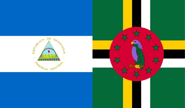  Banderas de Nicaragua y Dominica, respectivamente. Foto: composición LR/Nicaragua/Dominica   