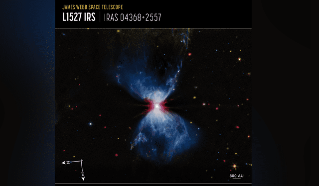 Nueva vista de la nube molecular L1527, captada por el telescopio James Webb. Foto: NASA, ESA, CSA, STScI   