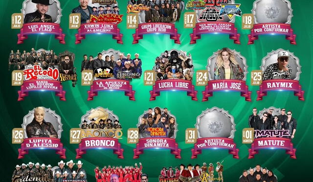 Artistas confirmados para celebrar la tradicional Feria de San Cristóbal Ecatepec. Foto: Instagram feriaecatepec   