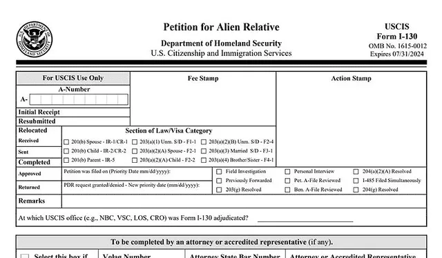  El formulario I-130 ese esencial para peticiones de visa basada en la familia. Foto: Marca   